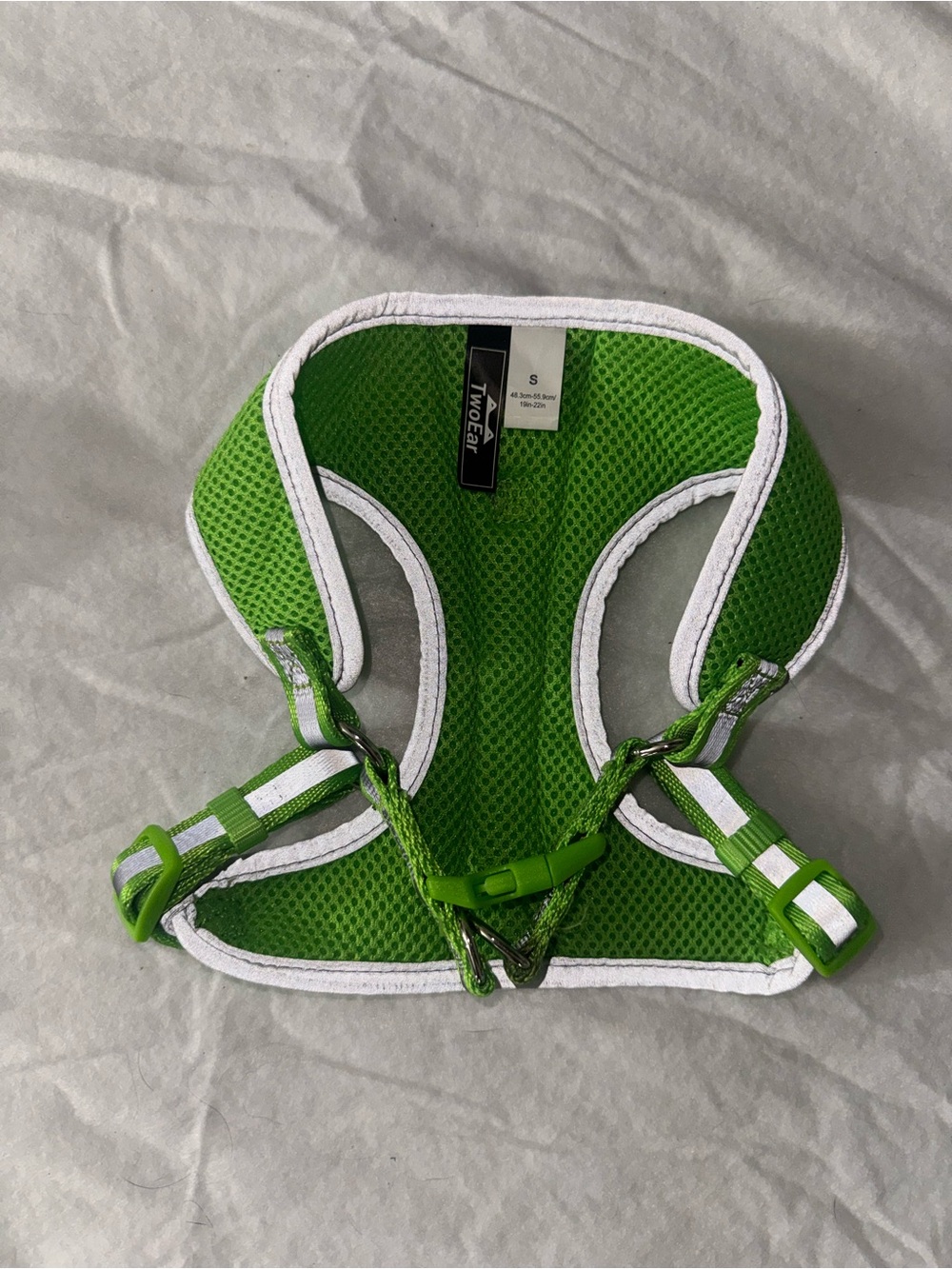 Green Mesh Dog Harness with White Trim
